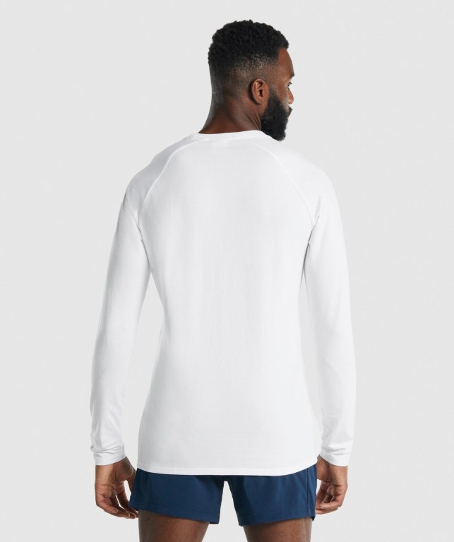 Gymshark Apollo Men's T Shirts White | UAE-04GFHD