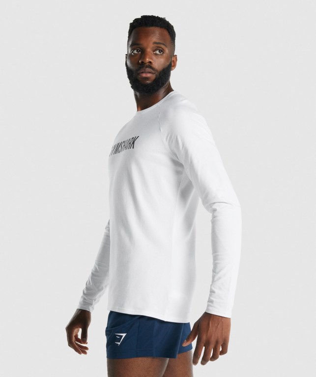 Gymshark Apollo Men's T Shirts White | UAE-04GFHD