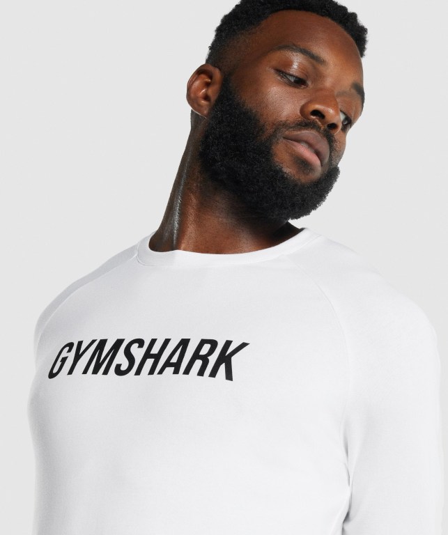 Gymshark Apollo Men's T Shirts White | UAE-04GFHD