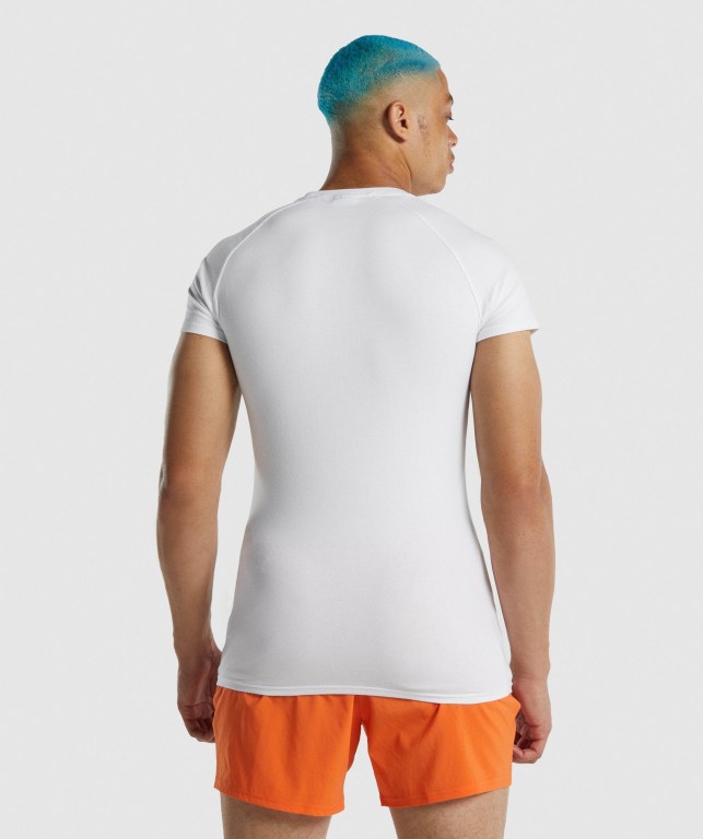 Gymshark Apollo Men's T Shirts White | UAE-25DIKN