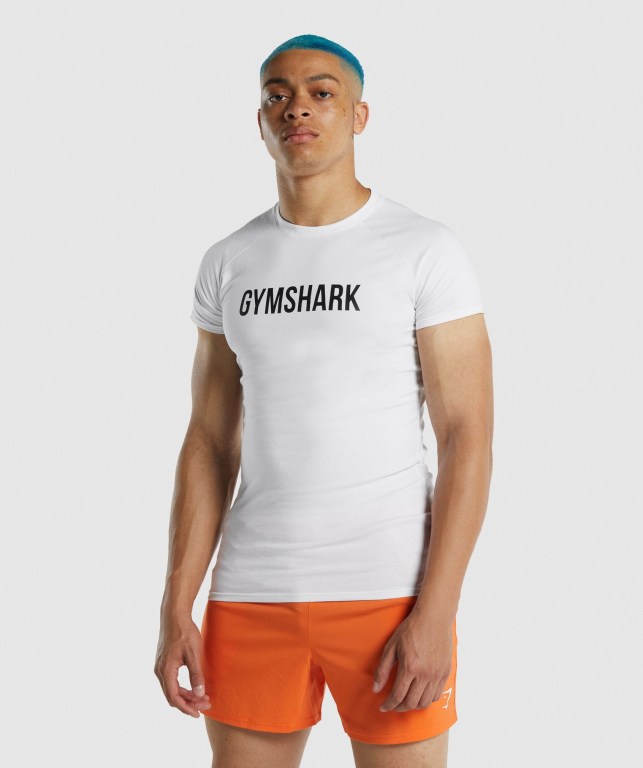 Gymshark Apollo Men\'s T Shirts White | UAE-25DIKN