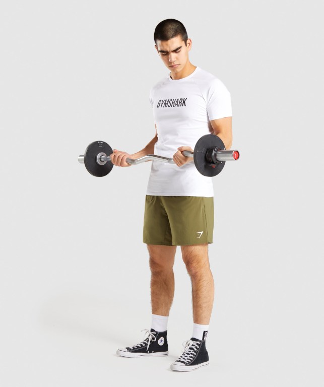 Gymshark Apollo Men's T Shirts White | UAE-27IFKS