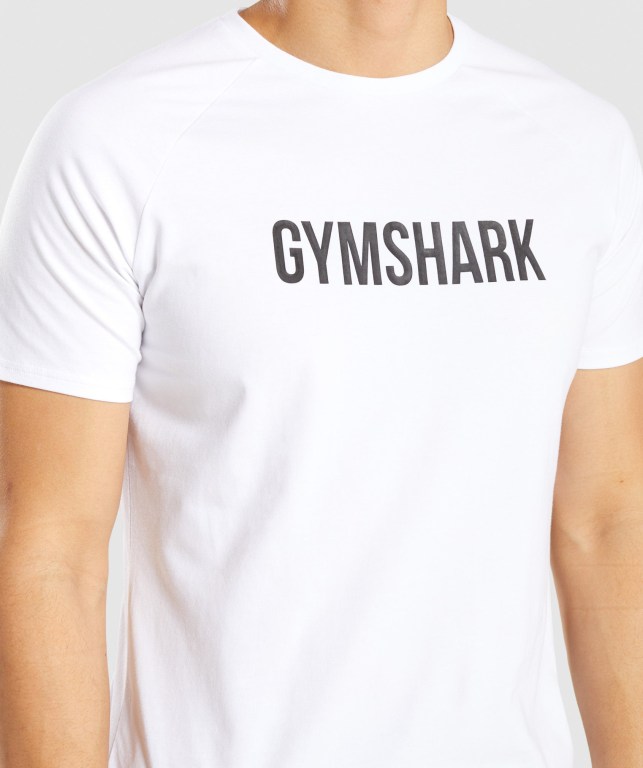 Gymshark Apollo Men's T Shirts White | UAE-27IFKS