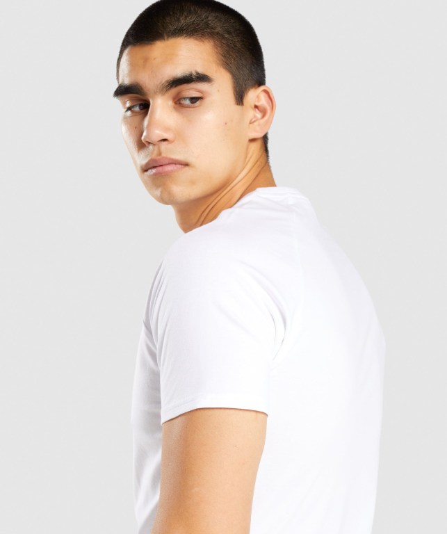 Gymshark Apollo Men's T Shirts White | UAE-27IFKS