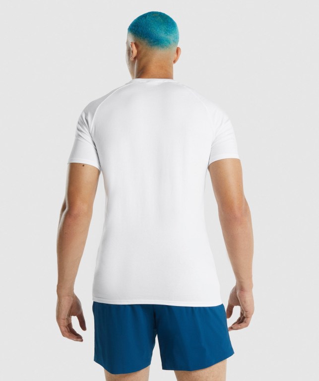 Gymshark Apollo Men's T Shirts White | UAE-60MCOJ