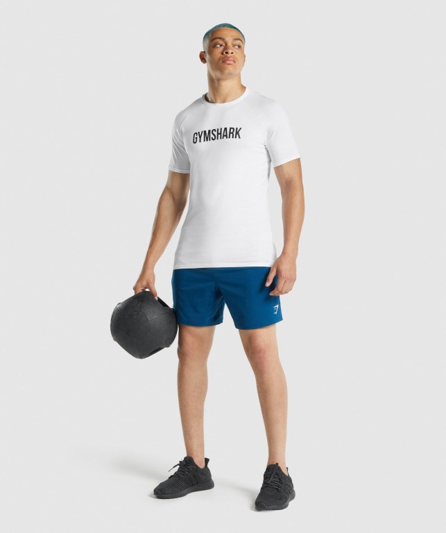 Gymshark Apollo Men's T Shirts White | UAE-60MCOJ