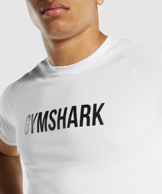 Gymshark Apollo Men's T Shirts White | UAE-60MCOJ