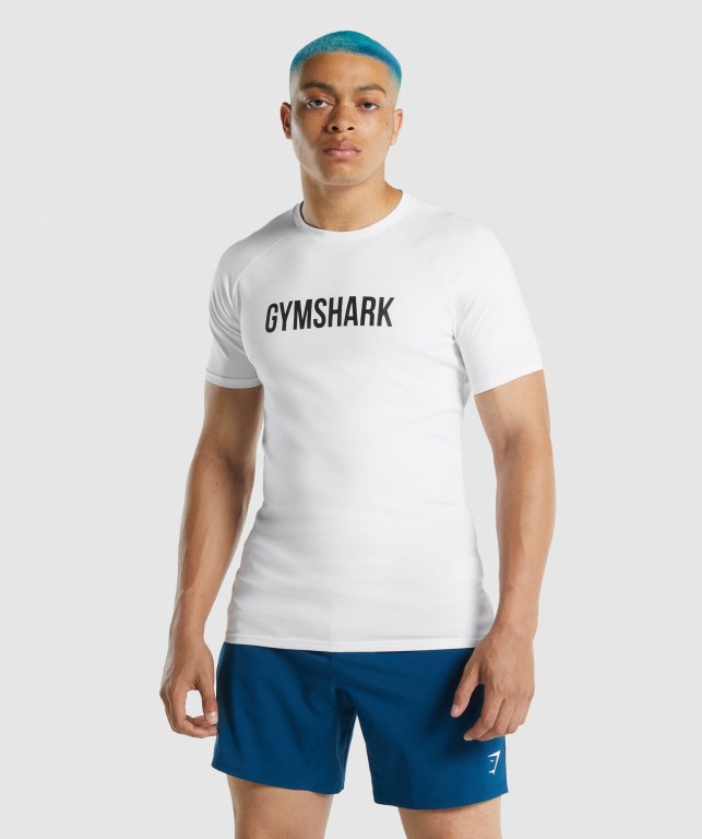 Gymshark Apollo Men\'s T Shirts White | UAE-60MCOJ