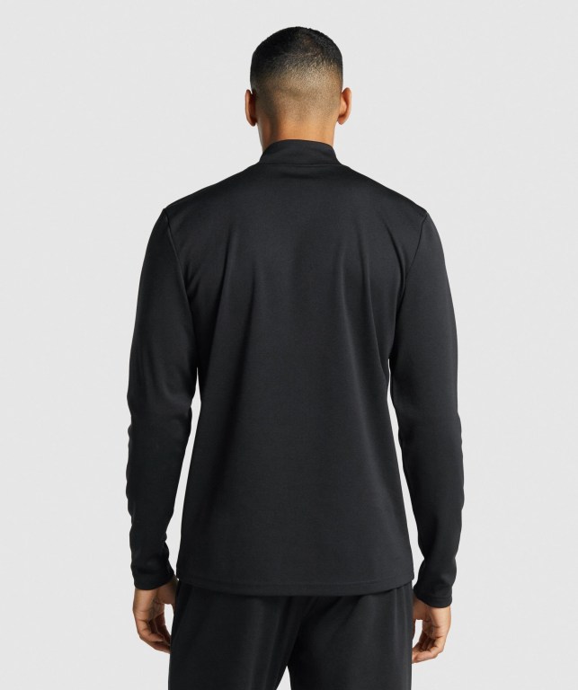 Gymshark Arrival 1/4 Zip Men's Hoodies Black | UAE-05YLMB