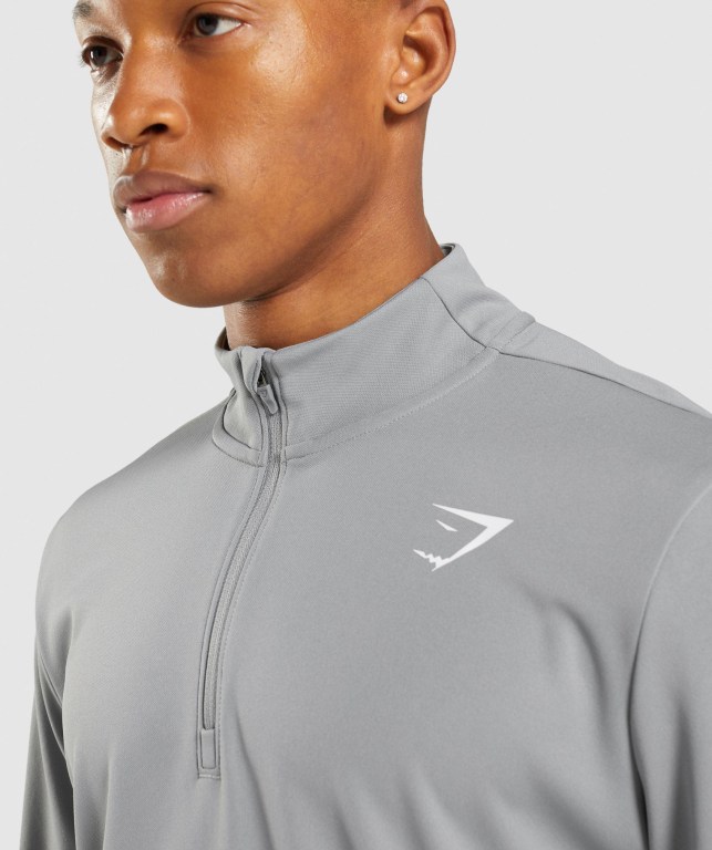 Gymshark Arrival 1/4 Zip Men's Hoodies Grey | UAE-03FUNI