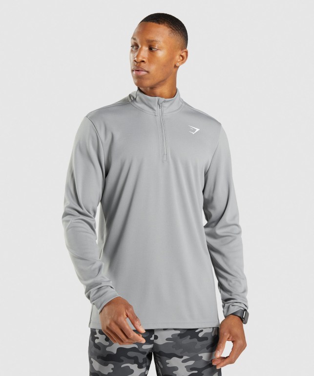 Gymshark Arrival 1/4 Zip Men\'s Hoodies Grey | UAE-03FUNI