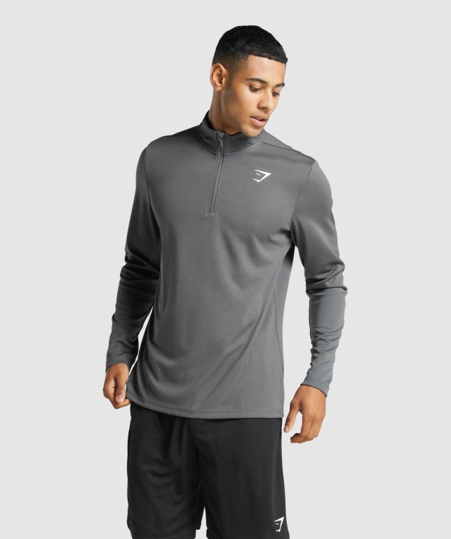 Gymshark Arrival 1/4 Zip Men\'s Hoodies Grey | UAE-10KEWY