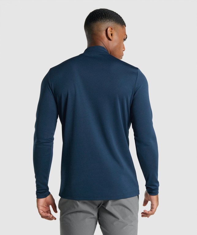 Gymshark Arrival 1/4 Zip Men's Hoodies Navy | UAE-43DHCP