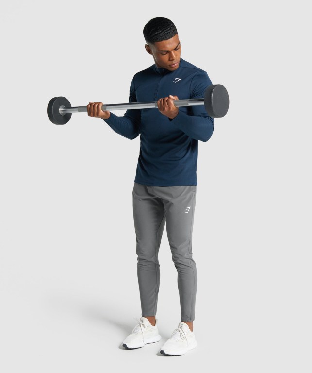 Gymshark Arrival 1/4 Zip Men's Hoodies Navy | UAE-43DHCP