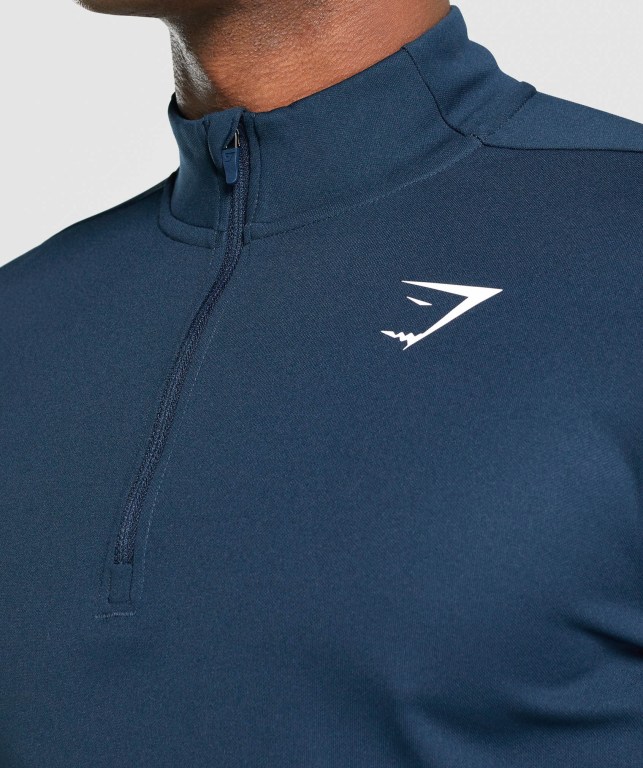 Gymshark Arrival 1/4 Zip Men's Hoodies Navy | UAE-43DHCP