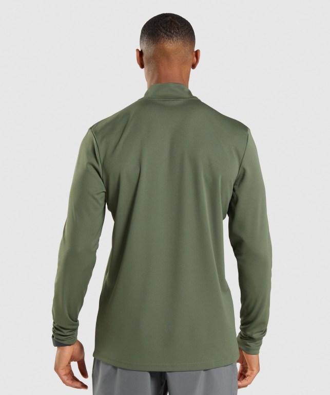 Gymshark Arrival 1/4 Zip Men's Hoodies Olive | UAE-36JVBD