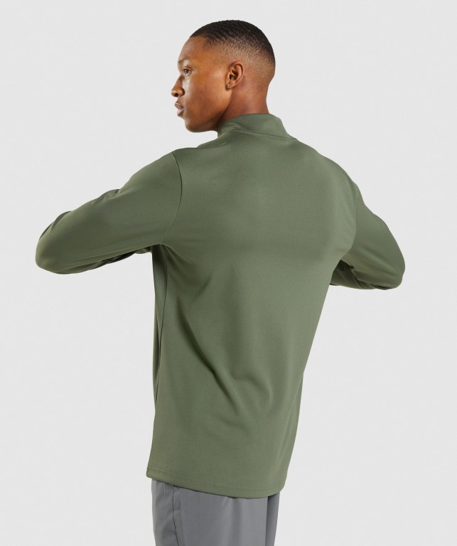 Gymshark Arrival 1/4 Zip Men's Hoodies Olive | UAE-36JVBD