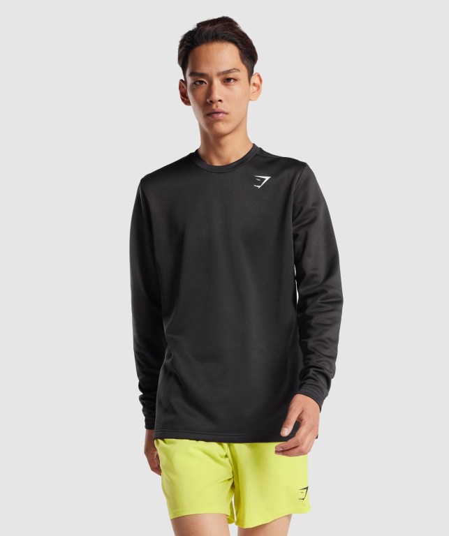 Gymshark Arrival Crew Sweatshirt Men\'s Hoodies Black | UAE-45AYIS