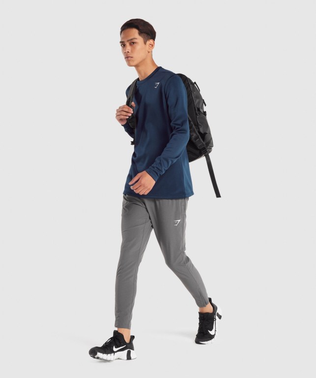 Gymshark Arrival Crew Sweatshirt Men's Hoodies Navy | UAE-70BWMJ