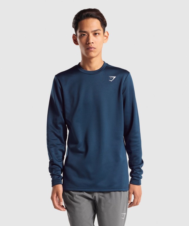 Gymshark Arrival Crew Sweatshirt Men\'s Hoodies Navy | UAE-70BWMJ