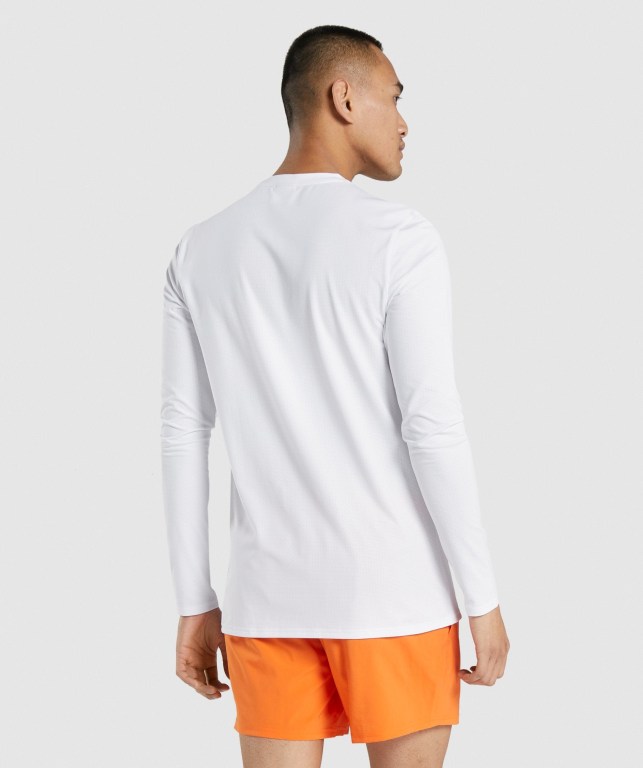 Gymshark Arrival Graphic Men's T Shirts White | UAE-04RNZS