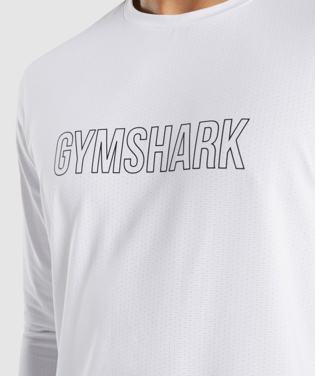 Gymshark Arrival Graphic Men's T Shirts White | UAE-04RNZS