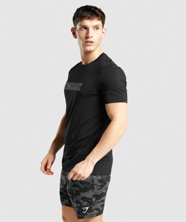 Gymshark Arrival Graphic Men's T Shirts Black | UAE-27CRMU