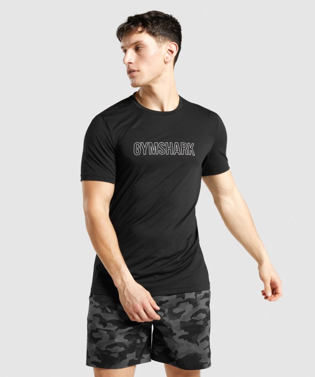 Gymshark Arrival Graphic Men\'s T Shirts Black | UAE-27CRMU