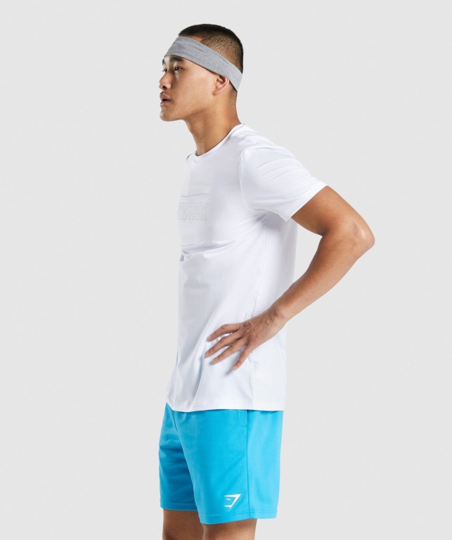 Gymshark Arrival Graphic Men's T Shirts White | UAE-38JRAB