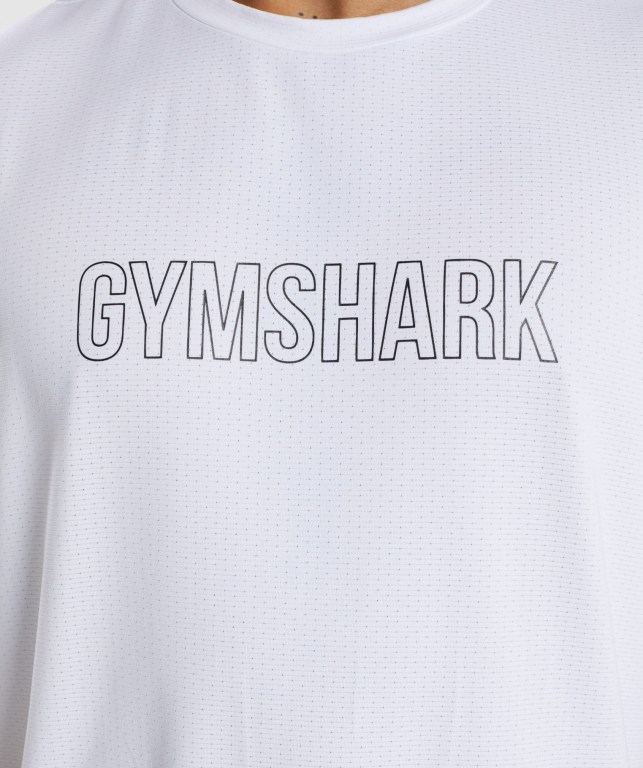 Gymshark Arrival Graphic Men's T Shirts White | UAE-38JRAB