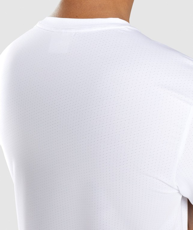 Gymshark Arrival Graphic Men's T Shirts White | UAE-38JRAB