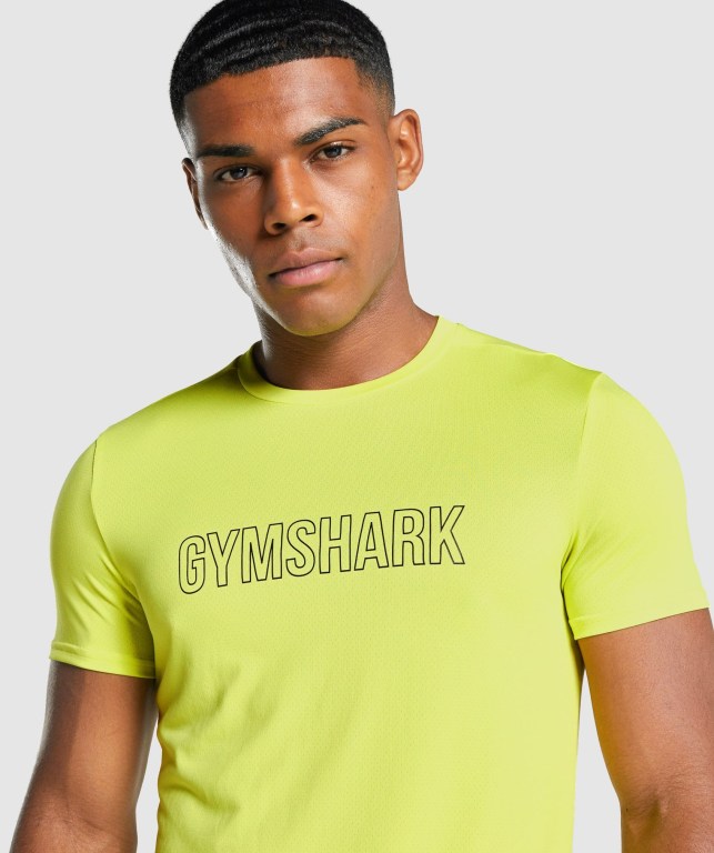 Gymshark Arrival Graphic Men's T Shirts Yellow | UAE-59HQXD