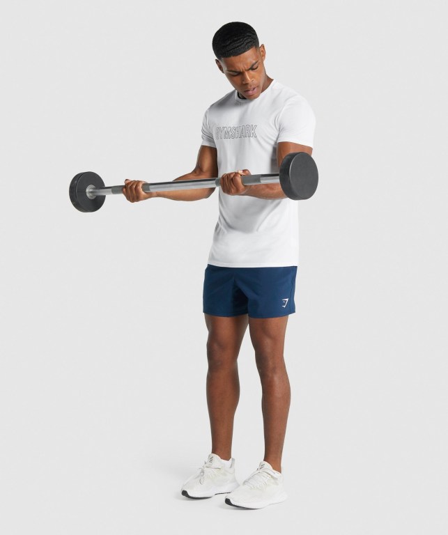 Gymshark Arrival Graphic Men's T Shirts White | UAE-65HSKT