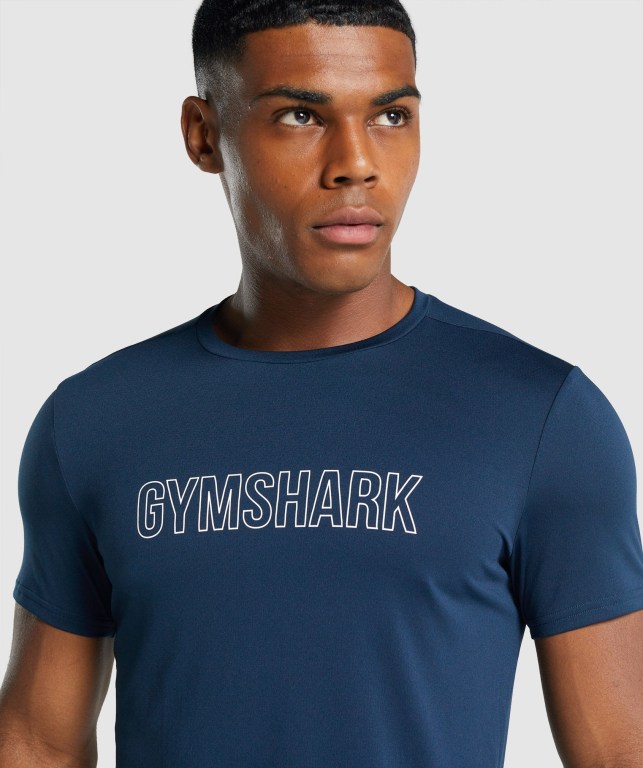 Gymshark Arrival Graphic Men's T Shirts Navy | UAE-71BSWI