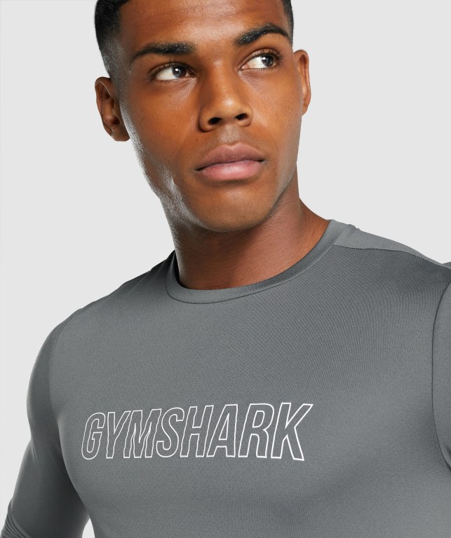 Gymshark Arrival Graphic Men's T Shirts Grey | UAE-79SJEG