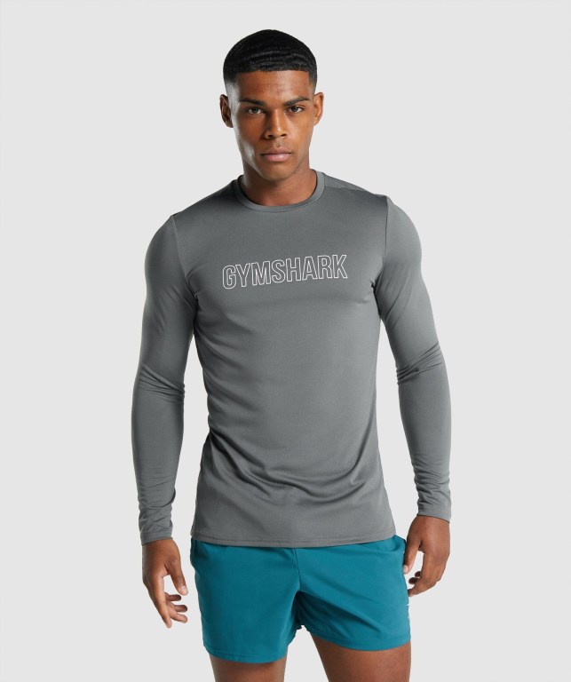 Gymshark Arrival Graphic Men\'s T Shirts Grey | UAE-79SJEG