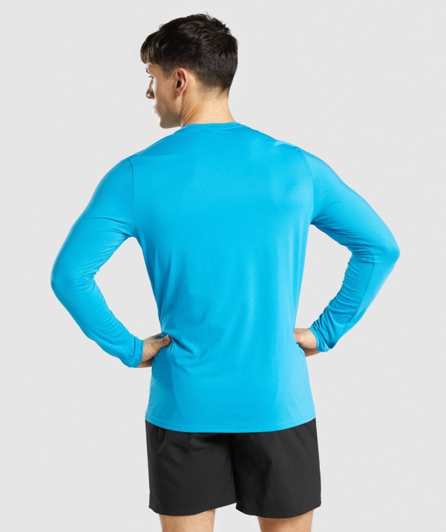 Gymshark Arrival Graphic Men's T Shirts Blue | UAE-93JPBF