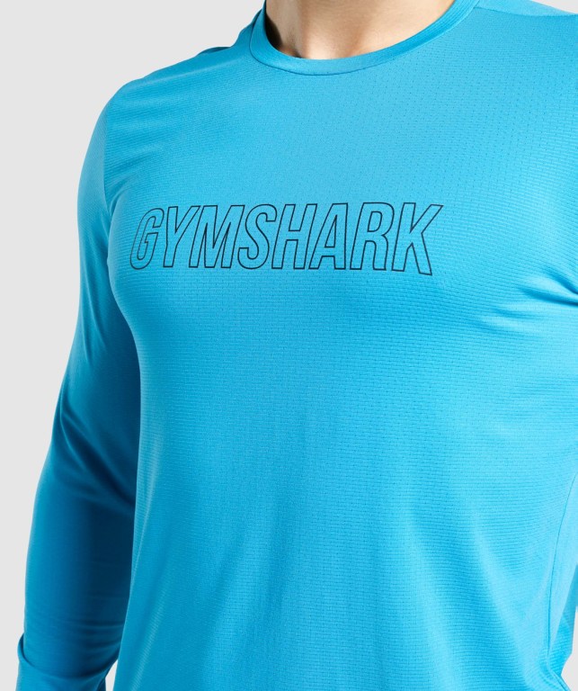 Gymshark Arrival Graphic Men's T Shirts Blue | UAE-93JPBF