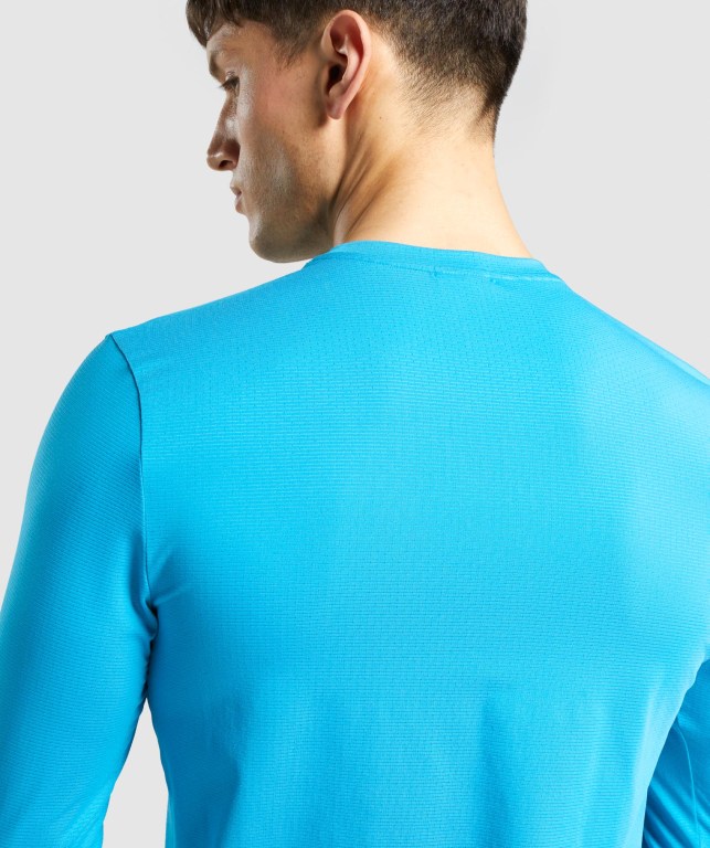 Gymshark Arrival Graphic Men's T Shirts Blue | UAE-93JPBF