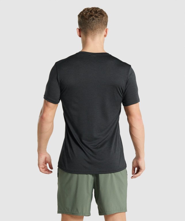 Gymshark Arrival Marl Men's T Shirts Black | UAE-05COVG