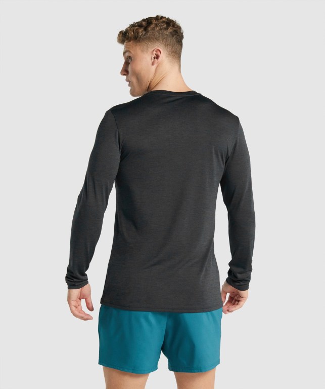 Gymshark Arrival Marl Men's T Shirts Black | UAE-35UWZJ