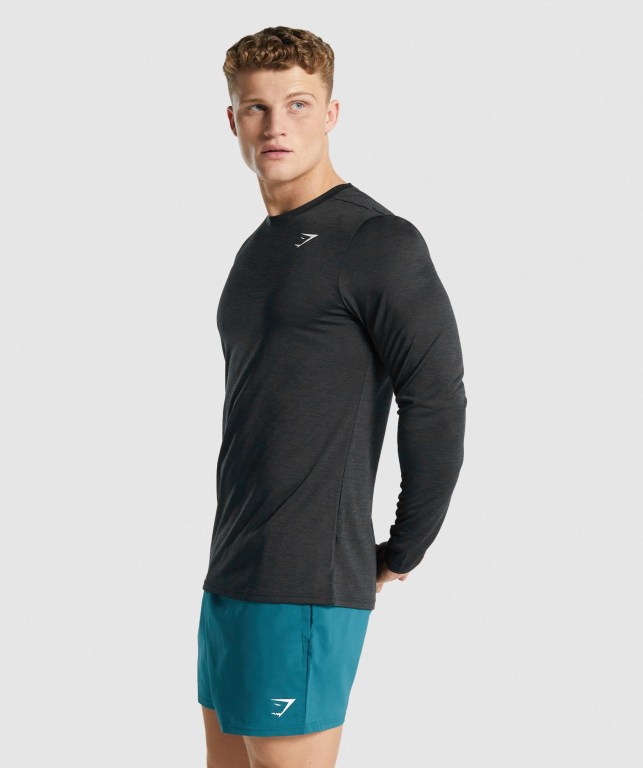 Gymshark Arrival Marl Men's T Shirts Black | UAE-35UWZJ