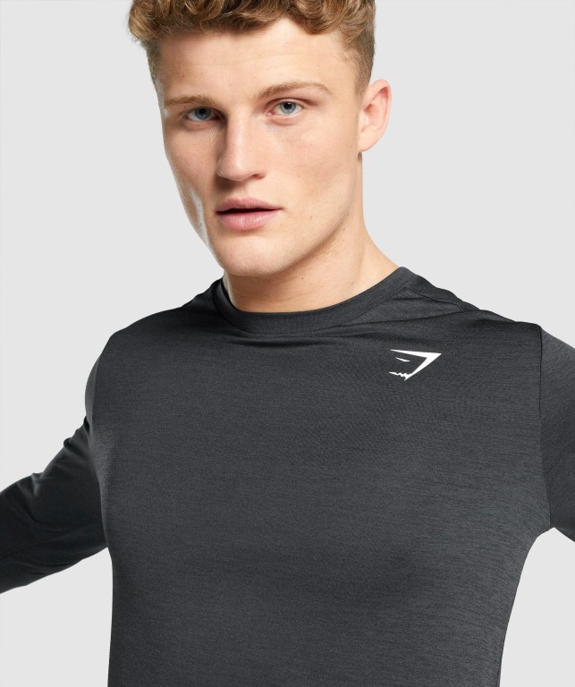 Gymshark Arrival Marl Men's T Shirts Black | UAE-35UWZJ