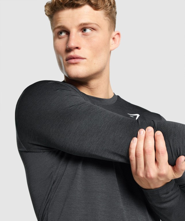 Gymshark Arrival Marl Men's T Shirts Black | UAE-35UWZJ