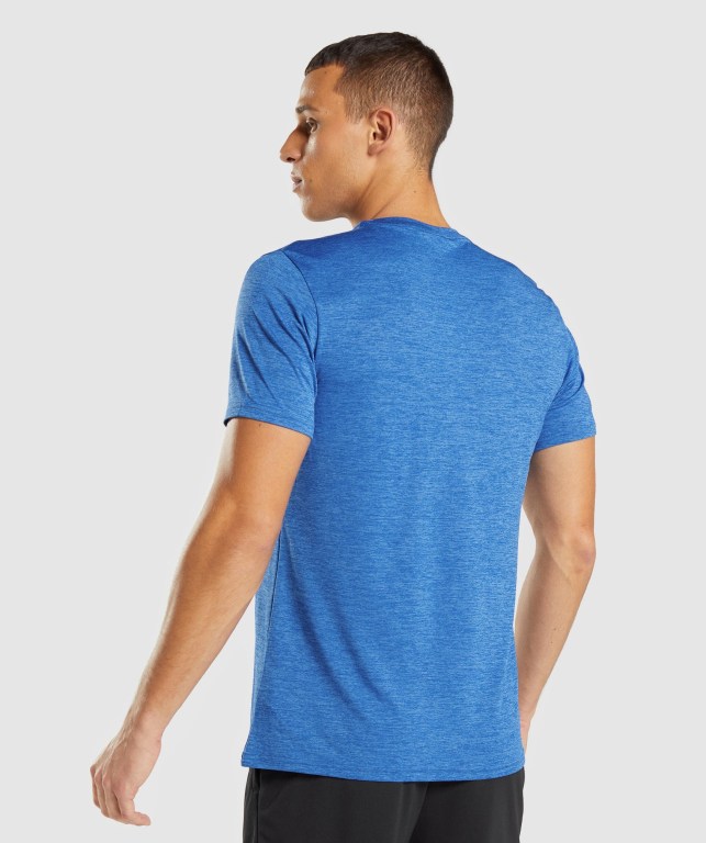 Gymshark Arrival Marl Men's T Shirts Blue / Blue | UAE-28JPRQ