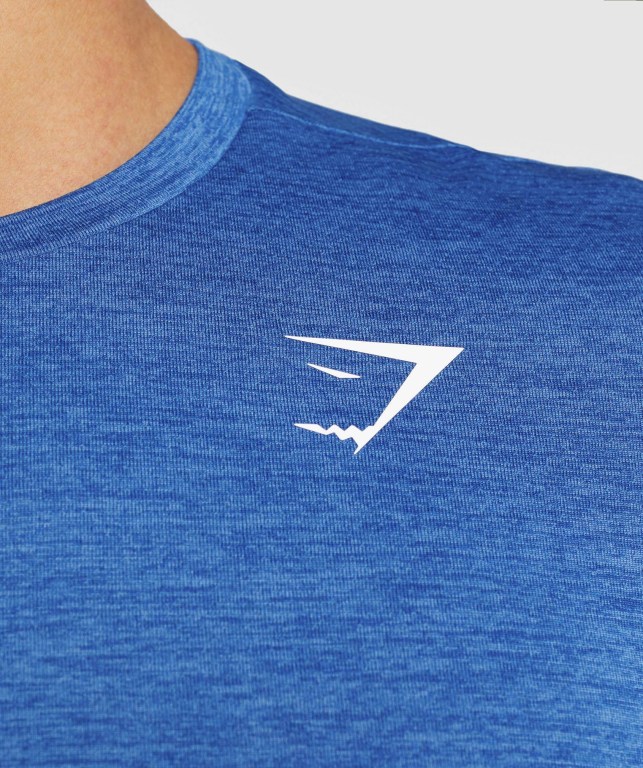 Gymshark Arrival Marl Men's T Shirts Blue / Blue | UAE-28JPRQ