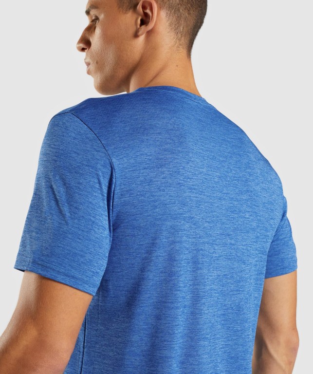 Gymshark Arrival Marl Men's T Shirts Blue / Blue | UAE-28JPRQ