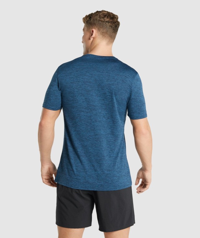 Gymshark Arrival Marl Men's T Shirts Navy | UAE-24LSFP