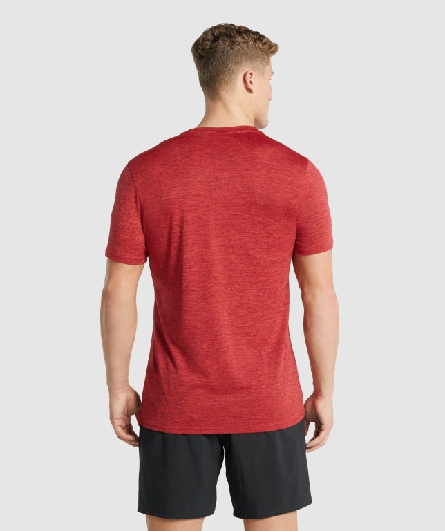 Gymshark Arrival Marl Men's T Shirts Red | UAE-27UBTE