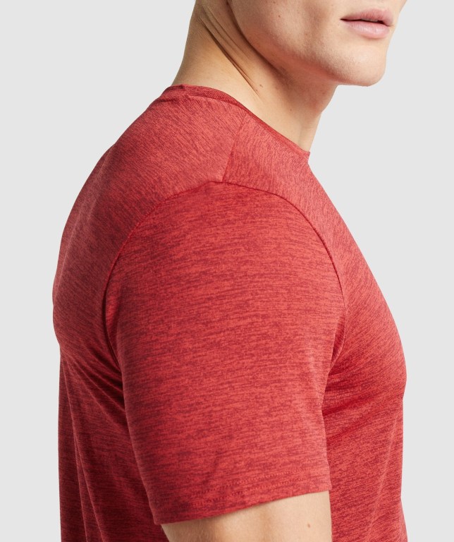 Gymshark Arrival Marl Men's T Shirts Red | UAE-27UBTE